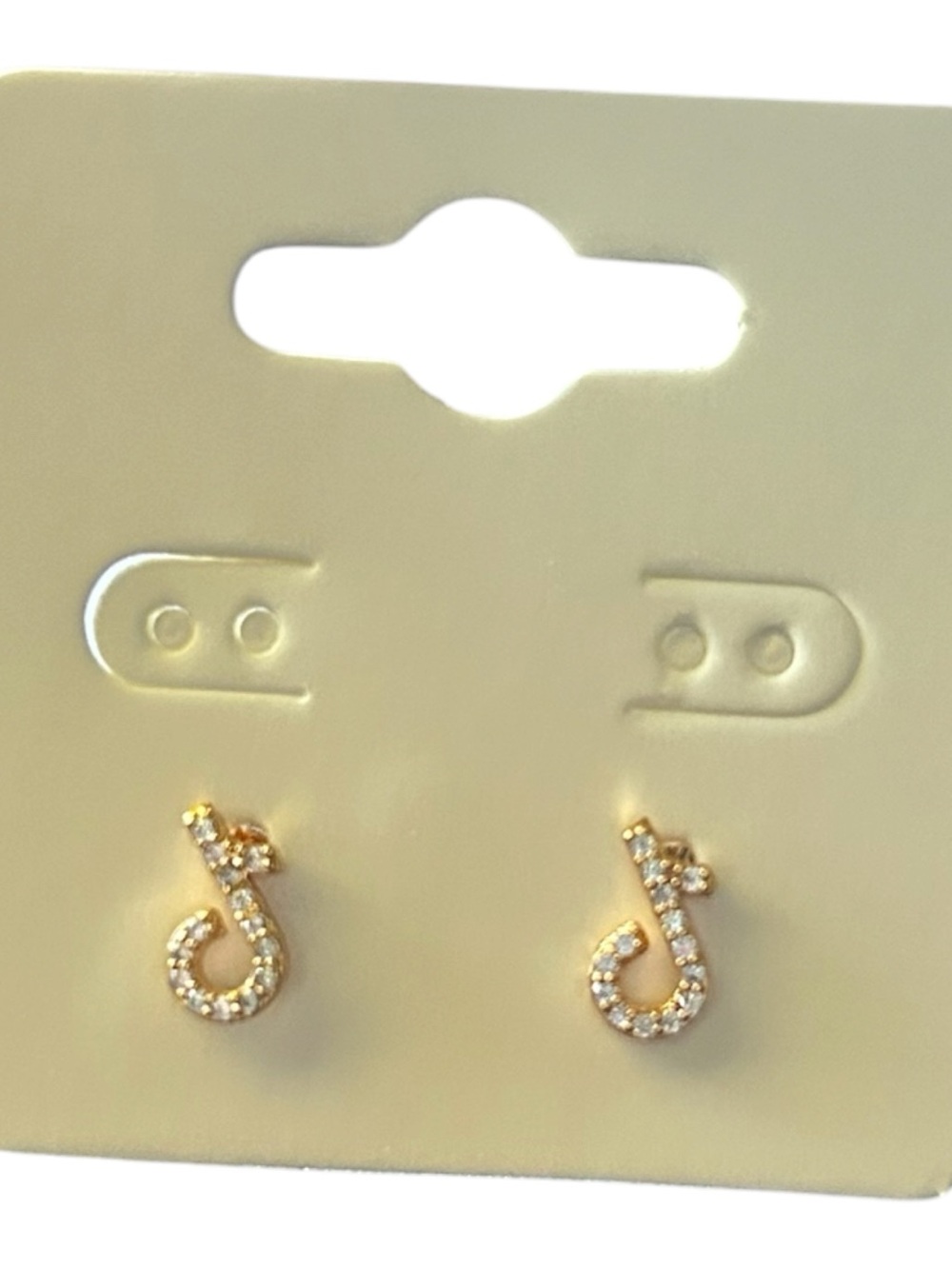 NWOT Pretty Bird Jewelry Gold Crystal Stud Plated Earrings Tic Toc